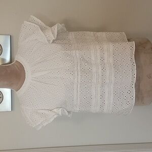 Chelsea & Violet Ultra White Santorini Spring Eyelet Blouse, Size S, NWT